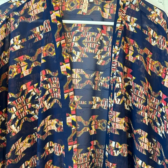 Red Camel blue kimono with fringe - Picture 3 of 9